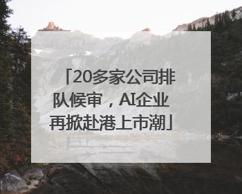 20多家公司排队候审，AI企业再掀赴港上市潮