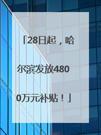 28日起，哈尔滨发放4800万元补贴！